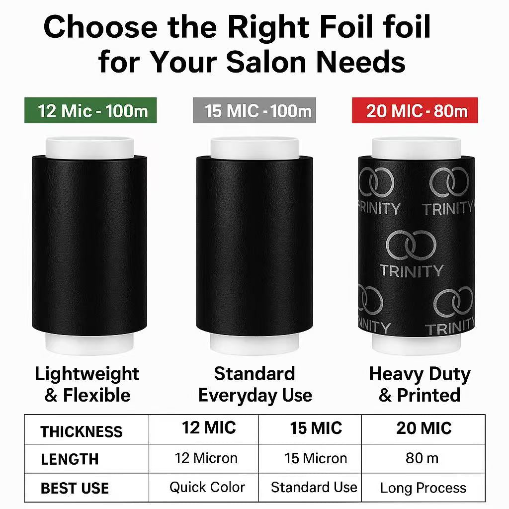Foilmall Black Embossed Anti-Slip Hair Foil Roll, Ideal for Highlights & Fashion Coloring