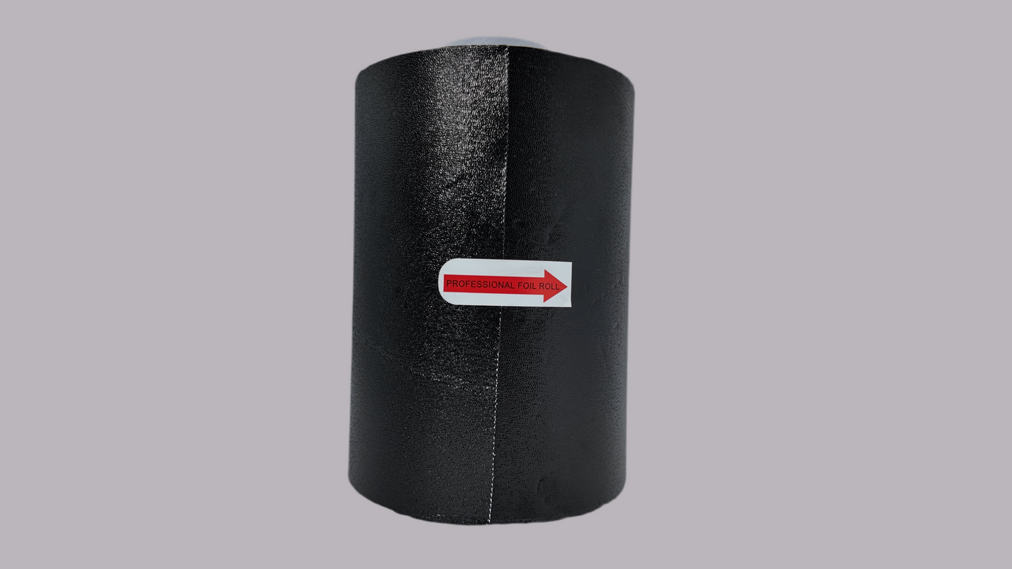 Foilmall 12 cm x 100 m x 15µm – Black Embossed Anti-Slip Hair Foil Roll, Ideal for Highlights & Fashion Coloring