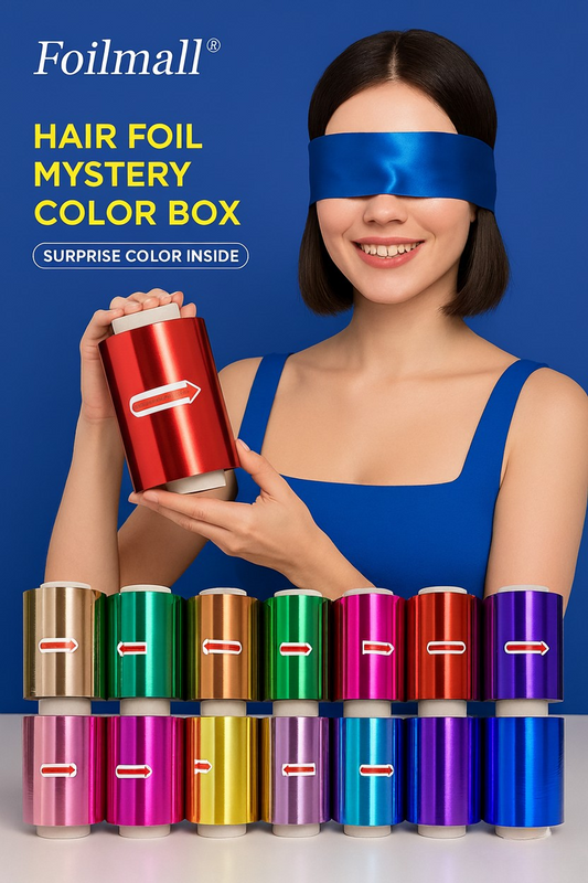 Foilmall Surprise Color Hair Foil Roll 12cm × 250m × 15mic – Random Colors, Professional Salon Quality